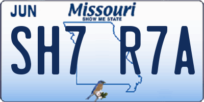 MO license plate SH7R7A
