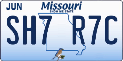 MO license plate SH7R7C