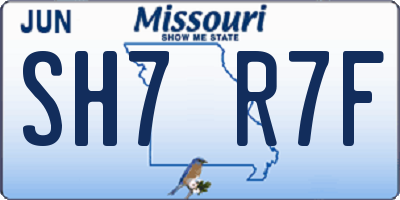 MO license plate SH7R7F