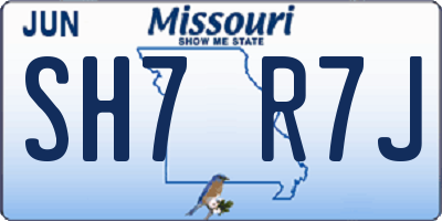 MO license plate SH7R7J