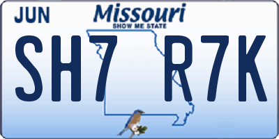 MO license plate SH7R7K