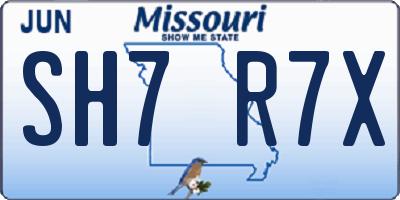 MO license plate SH7R7X