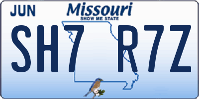 MO license plate SH7R7Z