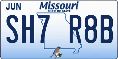 MO license plate SH7R8B
