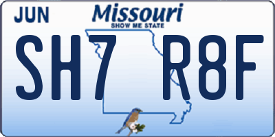 MO license plate SH7R8F