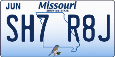 MO license plate SH7R8J