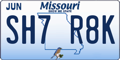 MO license plate SH7R8K