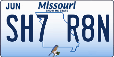 MO license plate SH7R8N