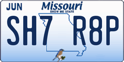 MO license plate SH7R8P