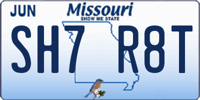 MO license plate SH7R8T