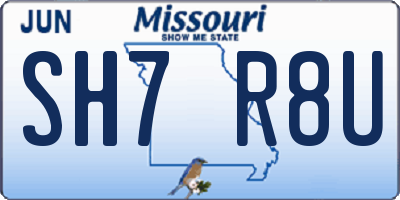MO license plate SH7R8U