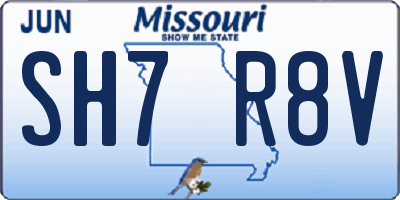MO license plate SH7R8V