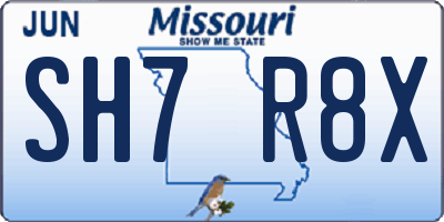 MO license plate SH7R8X