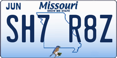 MO license plate SH7R8Z