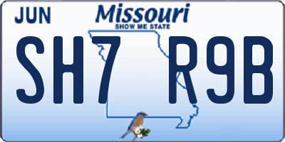 MO license plate SH7R9B
