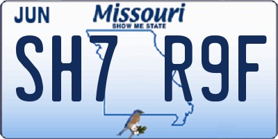 MO license plate SH7R9F