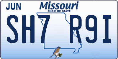 MO license plate SH7R9I