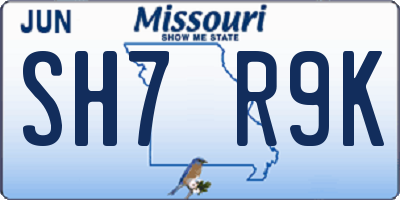 MO license plate SH7R9K