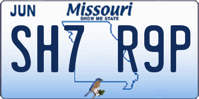 MO license plate SH7R9P