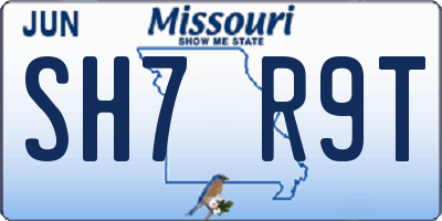 MO license plate SH7R9T