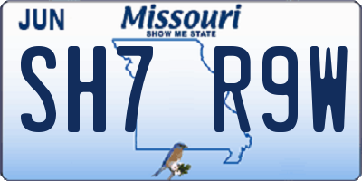 MO license plate SH7R9W