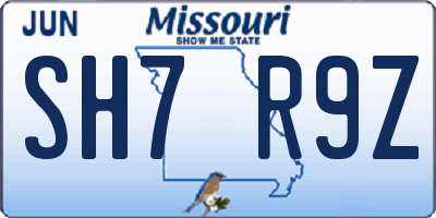 MO license plate SH7R9Z