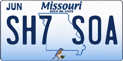 MO license plate SH7S0A