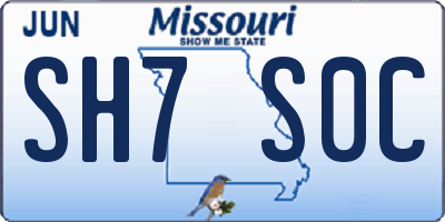 MO license plate SH7S0C