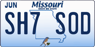 MO license plate SH7S0D
