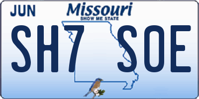 MO license plate SH7S0E