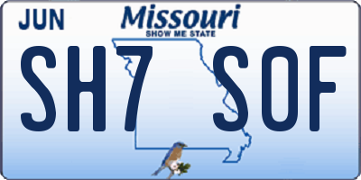 MO license plate SH7S0F
