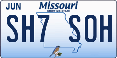 MO license plate SH7S0H