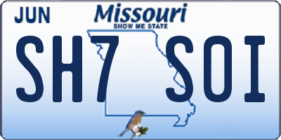 MO license plate SH7S0I
