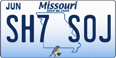 MO license plate SH7S0J