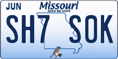 MO license plate SH7S0K