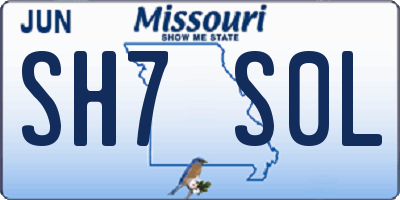 MO license plate SH7S0L