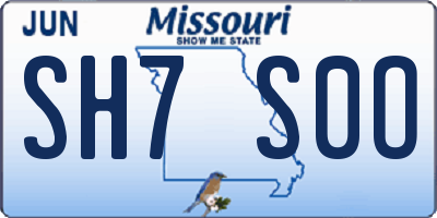 MO license plate SH7S0O