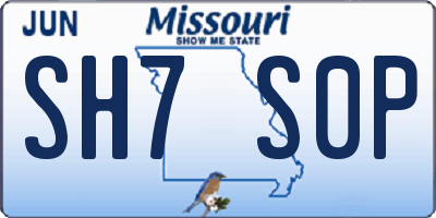 MO license plate SH7S0P