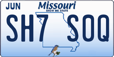 MO license plate SH7S0Q