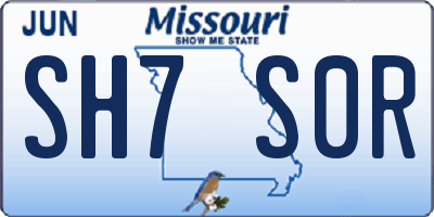 MO license plate SH7S0R
