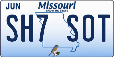 MO license plate SH7S0T