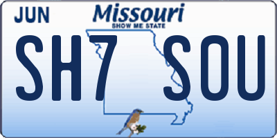 MO license plate SH7S0U
