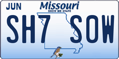 MO license plate SH7S0W