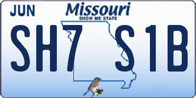 MO license plate SH7S1B