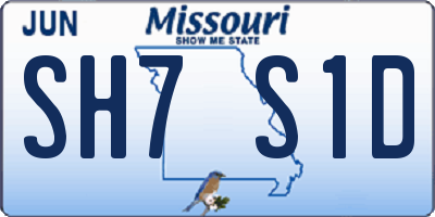 MO license plate SH7S1D