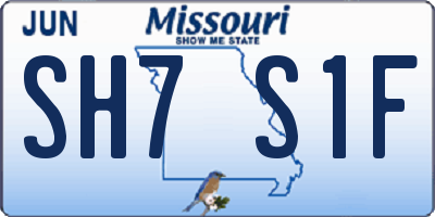 MO license plate SH7S1F