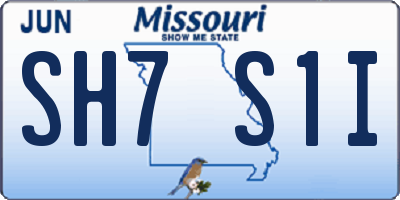 MO license plate SH7S1I