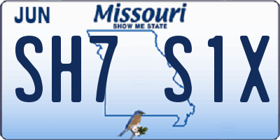 MO license plate SH7S1X
