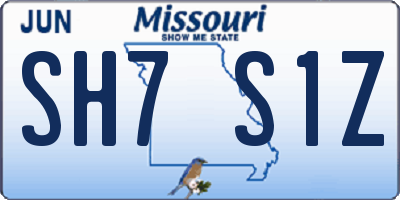 MO license plate SH7S1Z