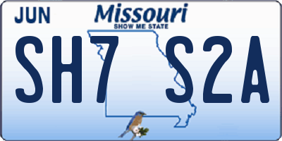 MO license plate SH7S2A